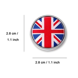 British Flag Metal Car Sticker Small UK Flag Round Car Auto British Flag Decals for Trucks Motorcycle Car Union Jack Flag Emblem Decal Badge for Mini International Flags Country Flags 1.1" (British)