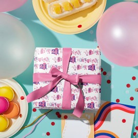 LeZakaa 21st Birthday Wrapping Paper Roll - Pink Happy 21st Birthday With Heart Gift Wrap for for Age21 Teens, Adults, Girls, Adults - Mini Roll - 17 inches x 16.4 Feet (23.2 sq.ft.)