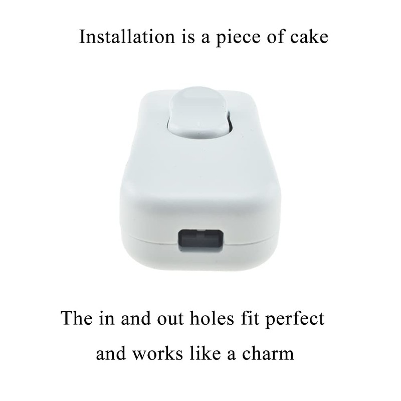 Hahiyo 2A 250V Inline Cord Switch Rocker Button Double Pole