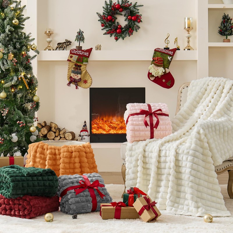 BEDELITE Updated Burnt Orange Throw Blanket for Couch and Bed-