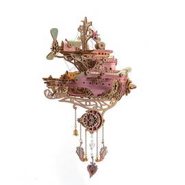 DiyXenginey 3D Wooden Puzzle Spaceship Model Kit to Build, Steampunk Flyship Puzzle for Adult 3D Jigsaw Puzzles Home Decor/Christmas Birthday Gifts/DIY Crafts