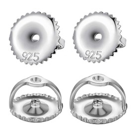 BEADNOVA Screw Earring Backs 925 Sterling Silver Earring Screw Backs Replacement Screw Back for Earrings (18 and 20 Gauge, 2pcs of Each)