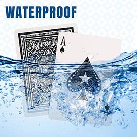 LotFancy - Naipes impermeables 100% plástico, 2 barajas de cartas con estuches, para juegos de cartas de agua de piscina, accesorios de truco mágico, índice estándar de tamaño de póker, negro y rojo