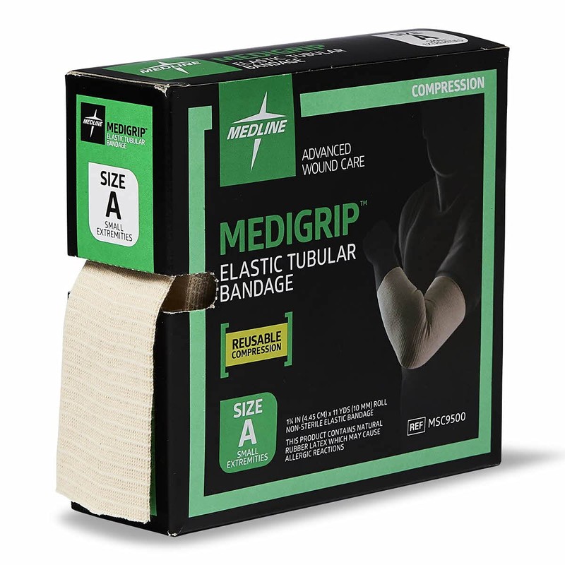 Medline Medigrip Elastic Latex Tubular Bandages, Size A, 1.75" W