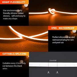 OWOFYDR Neon Led Light Strip 16.4FT/5M- Bright, Non-Glaring & Waterproof Neon Rope Lights for Indoor & Outdoor Decor,【No Power Adapter】 Orange,neon led Strip Lights