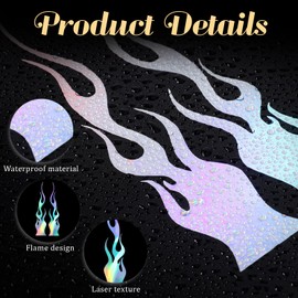 8pcs Flame Reflective Sticker for Bikes, 5.9"X1.2" Flame Car Decals, Sports Flames Shape Stripe Stickers for Motorcycles Bike Skateboard Laptop DIY Car Decoration, Reflective Car Stickers Decals