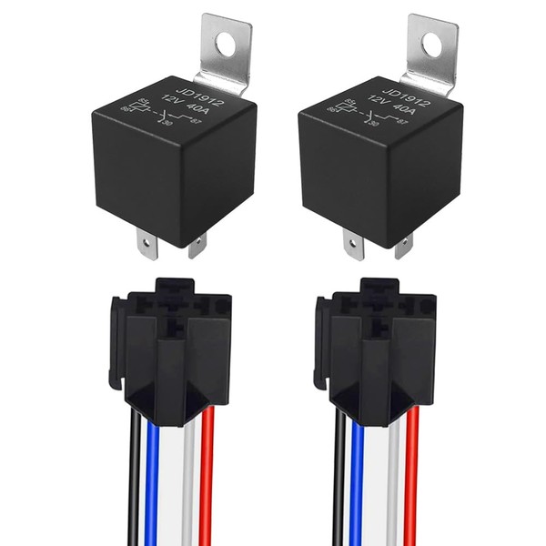 Aiqeer Pack of 2 4-Pin Car Relay, 12 V 40