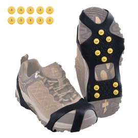 YAPJEB Crampons Snow Spike, 10 Prong Chain Spike, Anti-Slip for Soles, Easy to Install, Lightweight, Easy to Wear, Snow Mountains, Mountain Climbing, Trekking, Unisex