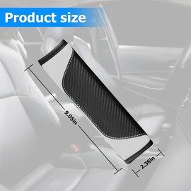 TSUGAMI 2PCS Car Seat Belt Cover, Carbon Fiber Safety Seatbelt Shoulder Strap Covers, Breathable Leather Soft Harness Pad Protect Your Neck and Shoulder Compatible with Cars (Black/White)