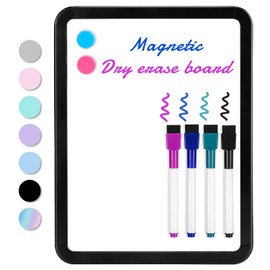 VUSIGN Small White Board Dry Erase, 8.5'' x 11'' Magnetic Dry Erase Board, Mini Whiteboard with Markers for Kids, Students, Fridge, Wall, Locker, Black