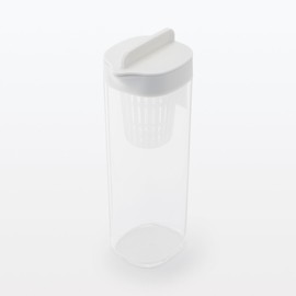 Muji MDC48A2A Horizontal Water Bottle with Strainer, White, Approx. 3.3 gal (1 L)