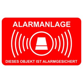 10 Stück Aufkleber Alarmanlage 5 cm x 3 cm | alarmgesichert | wetterfest & UV Schutz | Set