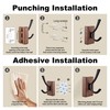 4 Pack Walnut Wood Wall Coat Hooks for Hanging, Adhesive