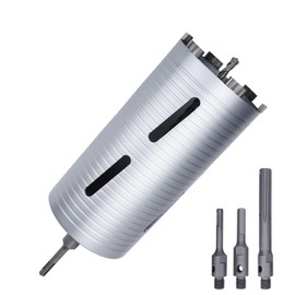 5 inch Diamond Dry Core Drill Bit, 10" Drilling Depth, 5/8"-11 Thread for Concrete Granite Masonry Brick Block, Includes 3 Adapters SDS Plus, SDS Max and Hex (5 inch)