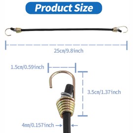 BEANPRECOY 15Pack Mini Bungee Cords with Hooks 10 Inch Black Elastic Rope Rubber Strap Mini Rubber Cord Elastic Bungee Straps for Outdoor Camping Luggage Roof Racks Securing Car Tents Tarps Bikes Rvs