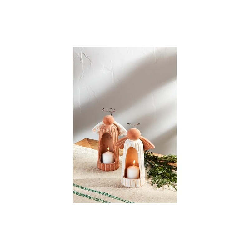 Mud Pie White Terra Angel Votive Holders