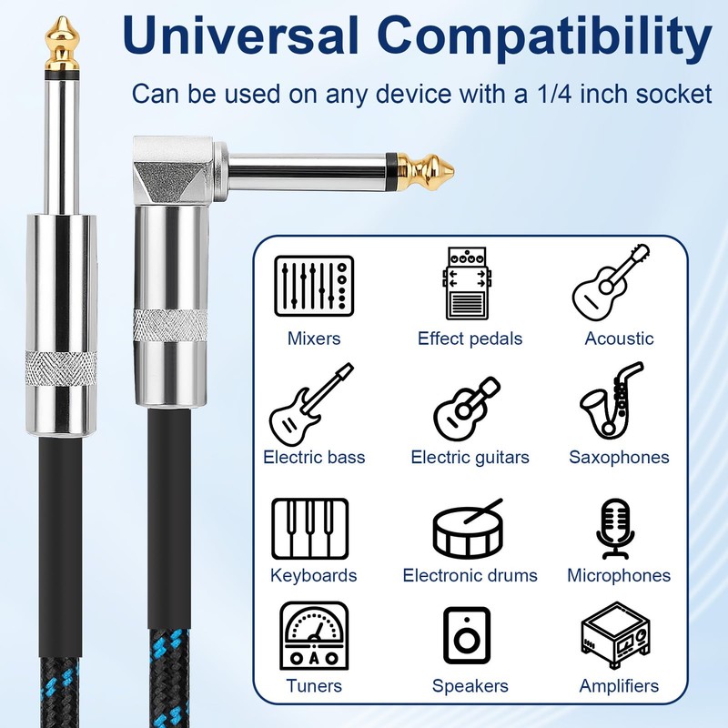 Guitar Cable 3 m 6.35 mm Jack Cable TS Instrument