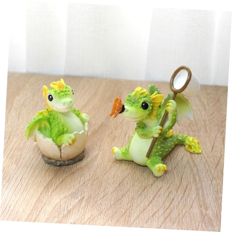 Kisangel 2pcs Handmade Resin Dragon Ornaments Dragon Decor Craft Adornment