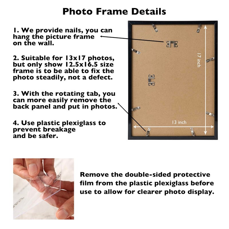 JCJMY 13x17 Picture Frame Black for Wall Hanging, Wall Mounting