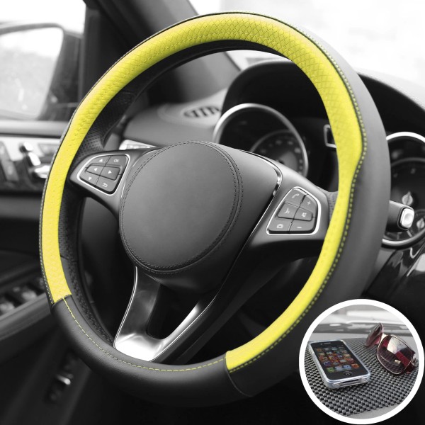 FH Group Microfiber Leather Steering Wheel Cover Fits 14.5" -