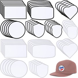 Waydress 60 Pcs Sublimation Patches Blank Fabric Iron on Hat Patches Blank Repair for DIY Crafts Hats Shirts Shoes Jeans Bags Uniforms, 6 Styles(Black and White)