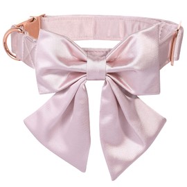 Lionet Paws Bowtie Dog Collar - Comfortable Silk Dog Collar with Detachable Bow Tie for Large Dogs, Neck 16-24 Inches