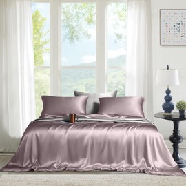 THE LINEN COMPANY Tencel Flat Sheet Set of 1 PC 100% Organic Eucalyptus, Natural, Softest, 300 Thread Count Smooth Like Silk Sheet (Queen, Lilac)