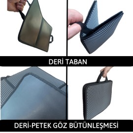 Okavango DERİ TABAN Elekli Kedi Tuvalet Önü Paspası Kedi Paspası, Kedi Kumu Paspası, Katlanabilir Büyük Boy Kedi Tuvalet Önü Paspası, Yıkanabilir 70x60