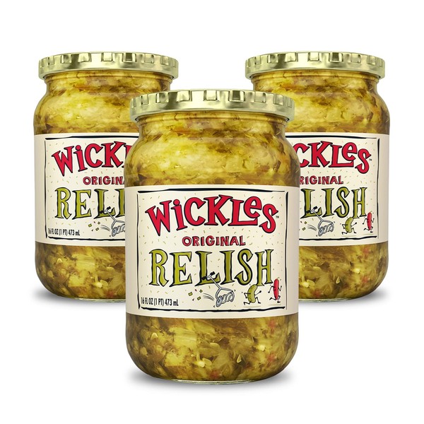 Wickles Pickles Original Relish (3 Pack) - Hot & Sweet Relish - Wickedly Delicious Sweet & Spicy Pickle Relish (16 oz Each)