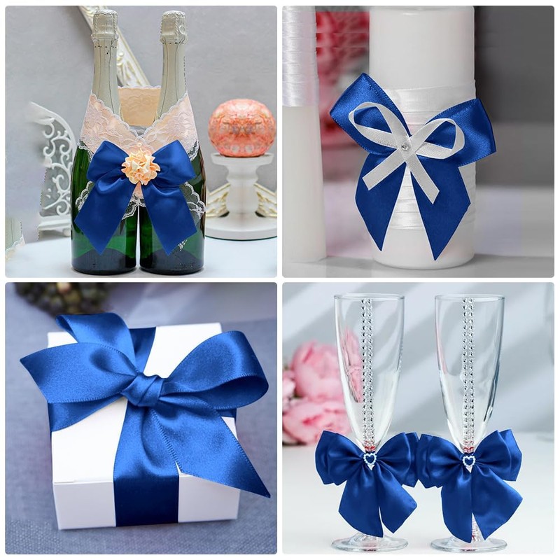 Blue Ribbon for Gift Wrapping, Hair, and Crafting - Silk