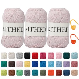 KITHED Cotton Yarn，10.5oz，526yard，3 Pack ，Soft Yarn for Crocheting and Knitting (20 Baby Pink)