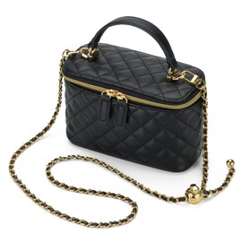 GAYI URBAN Mini Quilted Box Crossbody Bags for Women, Small Square Designer Clutch Purses with Adjustable Chain Strap (Black)