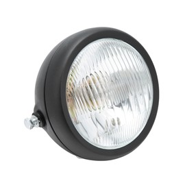 12V Universal Motorcycle Waterproof Dustproof Retro Headlamp High/Low Beam Front HeadlightBlack Shell White Lens