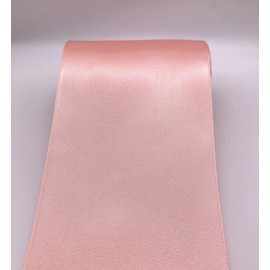 QIANF 4 inch Wide Solid Color No Fading Double Face Satin Ribbon Great for Chair Sash - 10 Yard (203-Peach Pink)