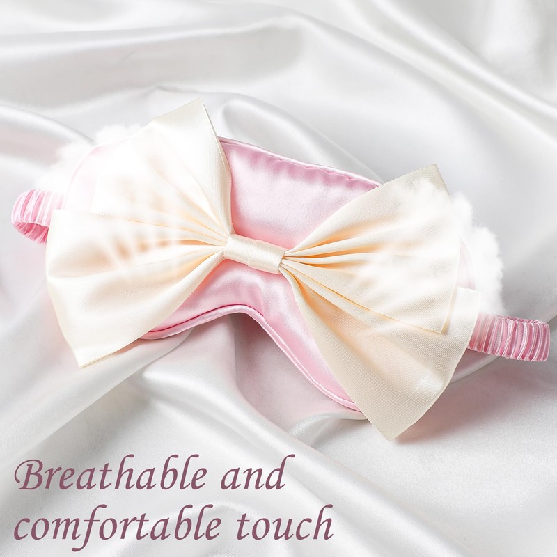 Silk Bow Sleepping Eye Mask - Soft Silk Pink Comfortable
