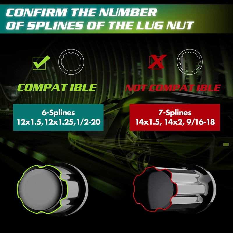 AUTOPTIM 6 Spline Lug Nuts Socket Key - 17mm Hex