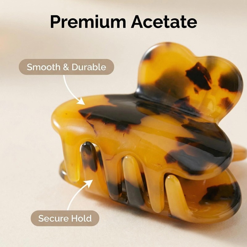 Mini Tortoise Hair Clips for Women, 4PCS Cellulose Acetate Barrettes