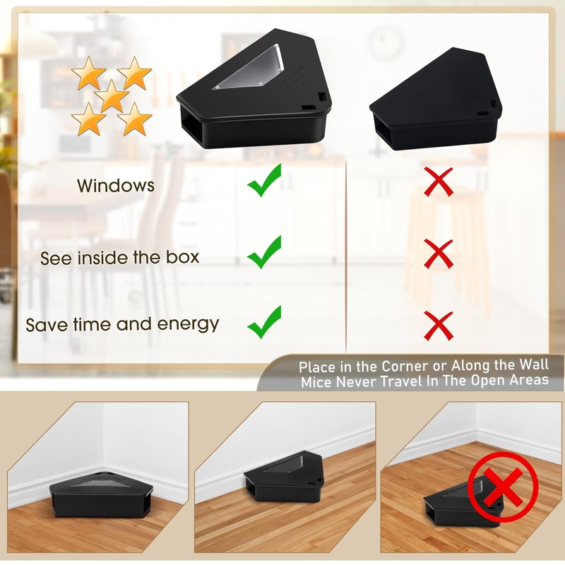 Qualirey 12 Pcs Upgraded Mouse Bait Station with Key &