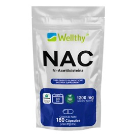 Nac N-acetilcisteína 180 Cápsulas Wellthy 90 Porciones