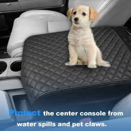 DEYTOP Center Console Cover for Toyota Tundra 2007-2013 Accessories Car Armrest Cover for Toyota Sequoia 2008-2022 Accessories Anti-Scratch Leather Armrest Protector (Black, 2007-2013)