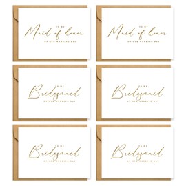 PartyGifts&beyond 6 Pcs Wedding Cards Bridesmaid Proposal Gift Cards 4 To My Bridesmaid Cards and 2 Maid of Honor Cards(BM-6Pcs)