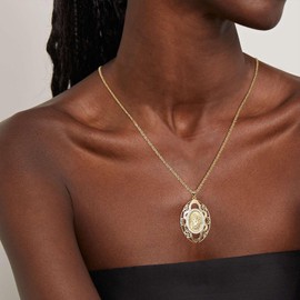 HZMAN 14K Gold Plated Necklace for Women Dainty Sacred Virgin Mary Necklace Pendant Christian Faith Protection Jewelry Gifts