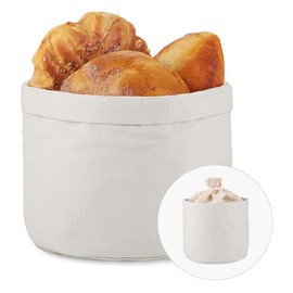 ecooe Bread Basket Fabric Bread Basket with Drawstring Bread Bag Diameter 20 cm