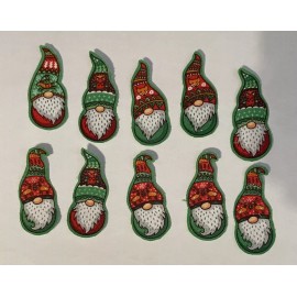 IronOns.US Set of 10 Tiny Gnomes -  Cute Iron On fabric appliques