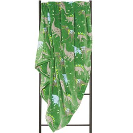 Adore Home Super Soft Fleece Dinosaur Blanket Kids Character Green Super Soft & Cuddly 100x150cm