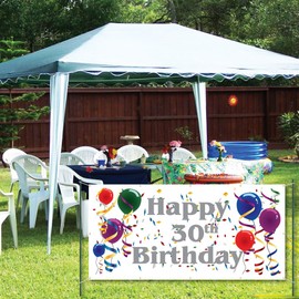 VictoryStore Yard Sign Outdoor Lawn Decorations: Happy 30th Birthday 2 feet X 4 feet Vinyl Banner