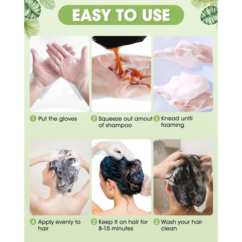 MQUPIN Hair Dye Shampoo Semi-Permanent, Black 10 count (Pack of