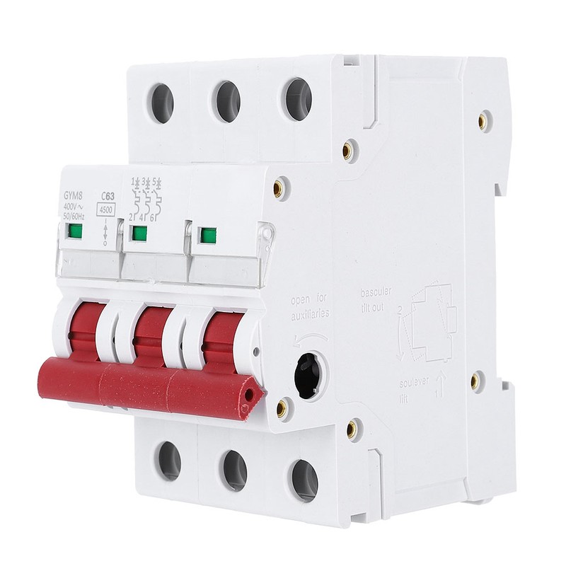 GYM8-C45 Miniature Circuit Breaker MCB 3P 400VAC Rated Current 40A/50A/63A63A