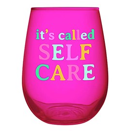 Slant Collections Wine Glass Gifts Stemless Wine Glass, 20-Ounce, It's Called Self Care