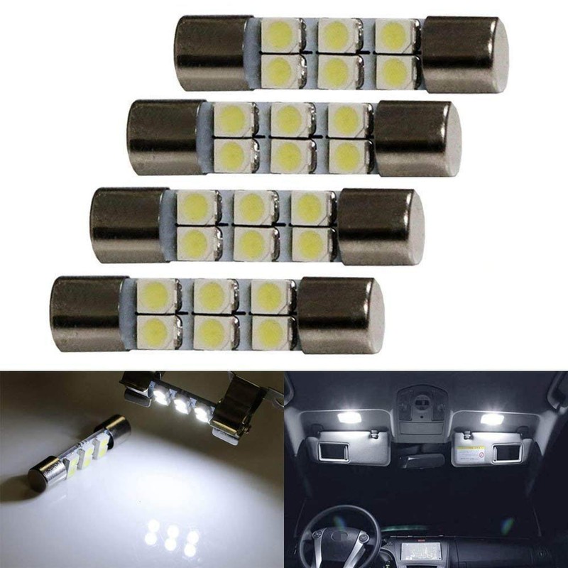 iJDMTOY 4pc White 6-SMD 29mm 6614 LED Replacement Bulbs For